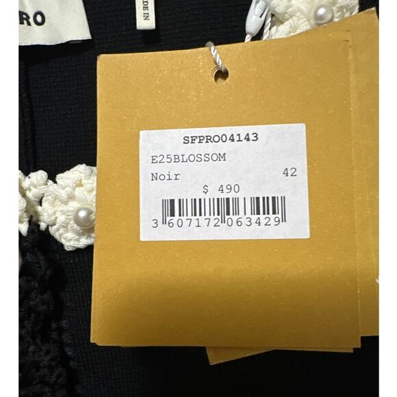 SANDRO Blossom Crochet-Trim Stretch Knit Maxi Dress Size 42 US 10 New with tag - Picture 6 of 6